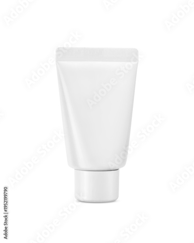 High-quality, professional studio shot of a blank white plastic tube mockup isolated on transparent background