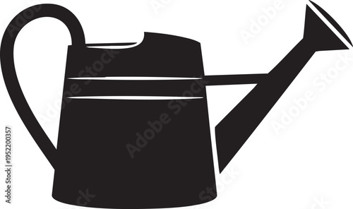A vintage metal watering can tool for gardening is isolated on a white background as a classic garden equipment object for pouring water