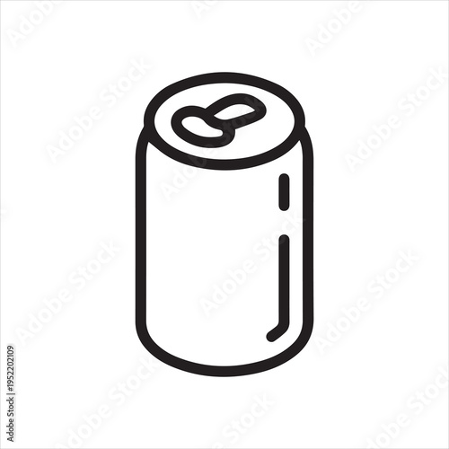 Isometric soda can, linear icon. Fizzy drink, refreshment, or carbonated beverage. Line with editable stroke.