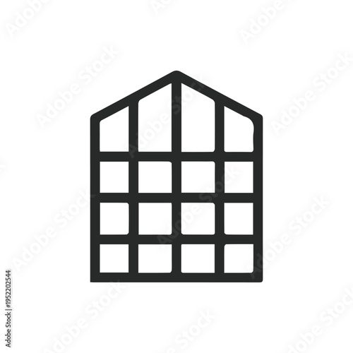 Minimalist Black House Icon With Large Paned Windows For Real Estate
