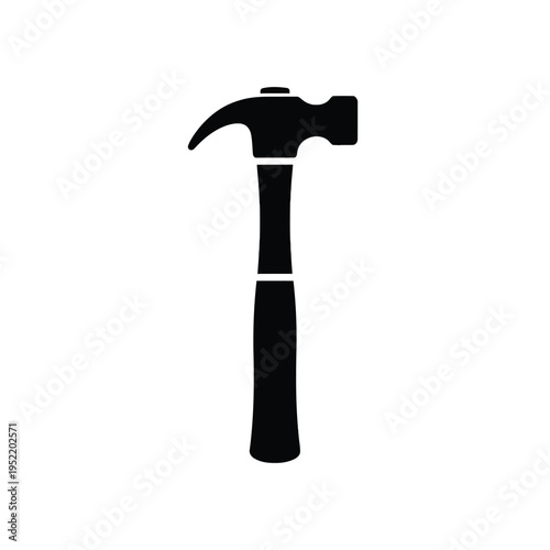 Black rubber mallet hammer tool isolated on white background for construction repair DIY crafting