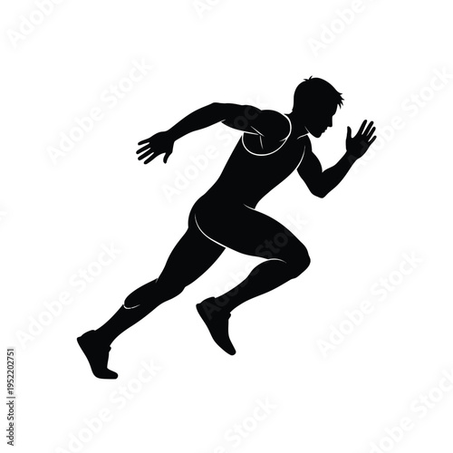 Silhouette runner sprinting dynamic motion black and white athletic speed fitness exercise energy movement sports training