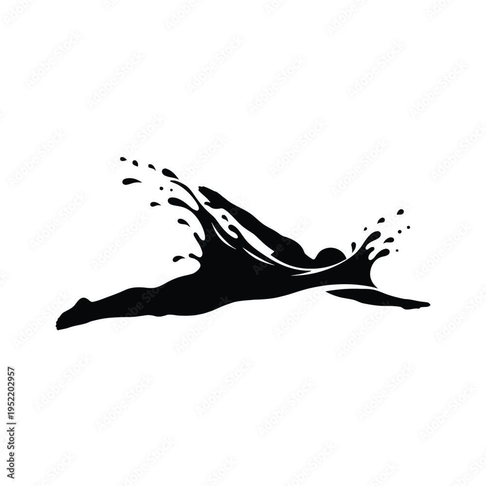 Fototapeta premium Silhouette runner sprinting through dynamic ink splash on white background minimalist motion energy concept