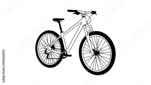 a black and white drawing of a bicycle with two large tires