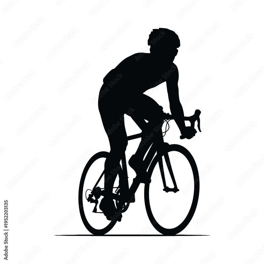 Fototapeta premium Professional cyclist riding road bike silhouette black and white high contrast sports endurance training fitness competition outdoor exercise