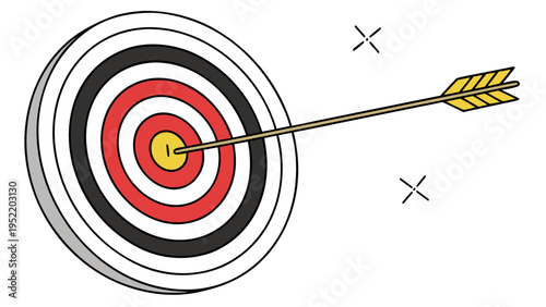 A vector graphic illustration of a target with an arrow hitting the bullseye, symbolizing accuracy and success.