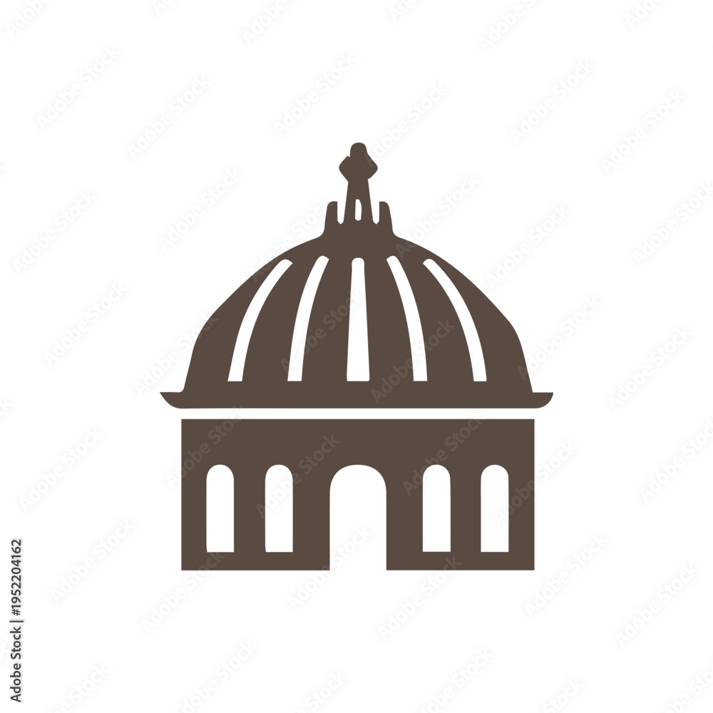 Fototapeta premium Minimalist Brown Dome Building Icon Simple Architectural Graphic Logo