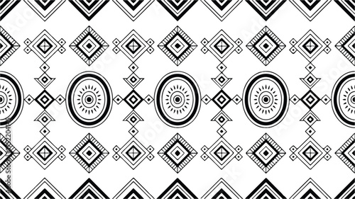 aztec geometric pattern with circles and diamonds