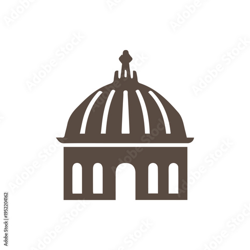 Minimalist Brown Dome Building Icon Simple Architectural Graphic Logo