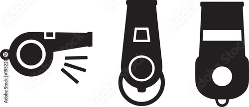 Three black whistle on a white background sound