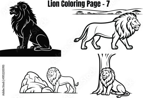 Lion for coloring lions coloring page black and white