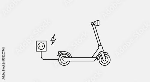 Electric Scooter Charging with Power Source.