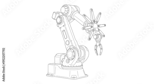 Industrial Robot Arm Mechanical Device Illustration.