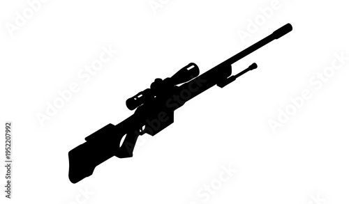 AWM sniper rifle isometric vector illustration 3D perspective modern tactical weapon isolated on white background
