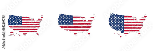 USA Map with American Flag Texture PNG