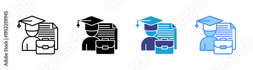 Internship icon set multiple style collection