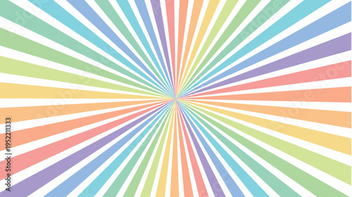 Pastel Rainbow Sunburst Radial Striped Background Illustration