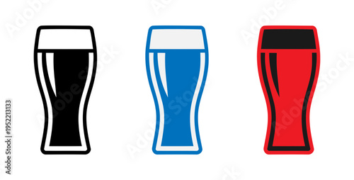 pint glasses filled with different colored liquids