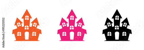 Cartoon castles in distinct bright colors