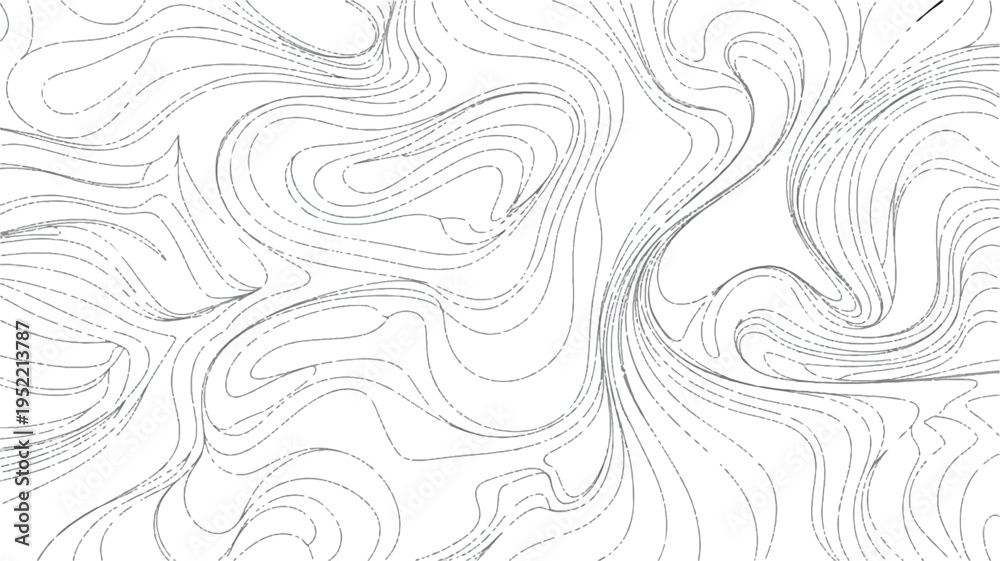 Fototapeta premium Gray swirling wavy lines abstract topographic map pattern