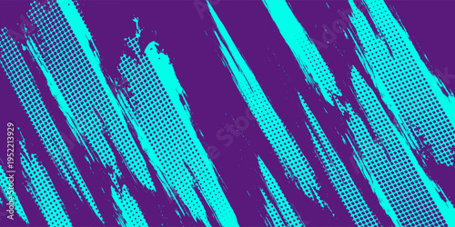 Abstract Sports Background with Blue and Purple Brush Texture and Halftone Effect. eps10