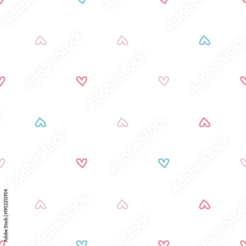 Cute minimalist heart seamless pattern with tiny colorful hearts