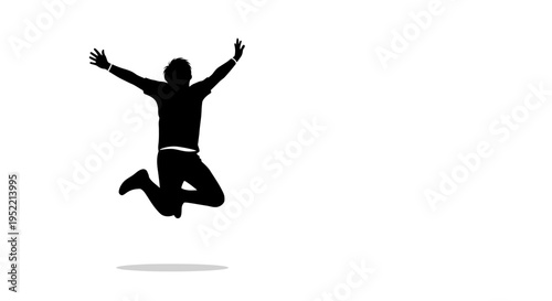 Vector silhouette of a jumping man in black