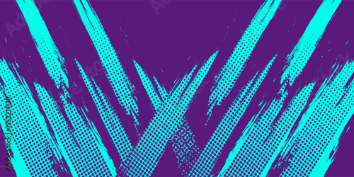 Abstract Sports Background with Blue and Purple Brush Texture and Halftone Effect. eps10