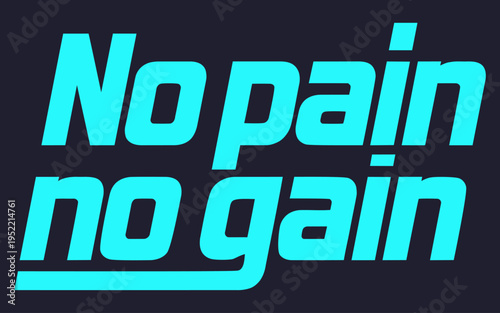 No pain, no gain in bold, striking typography, serving as a powerful reminder of the effort required to achieve success.