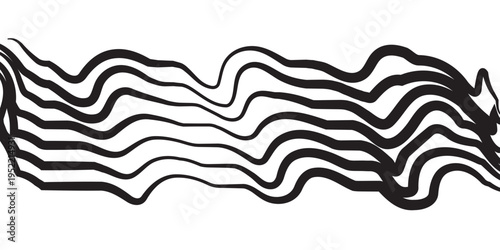 Black on white abstract perspective line wave stripes with 3d dimensional effect isolated on white.vector