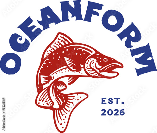 Stylized fish logo suitable for branding, marketing, and promotional materials related to seafood and oceanic businesses.