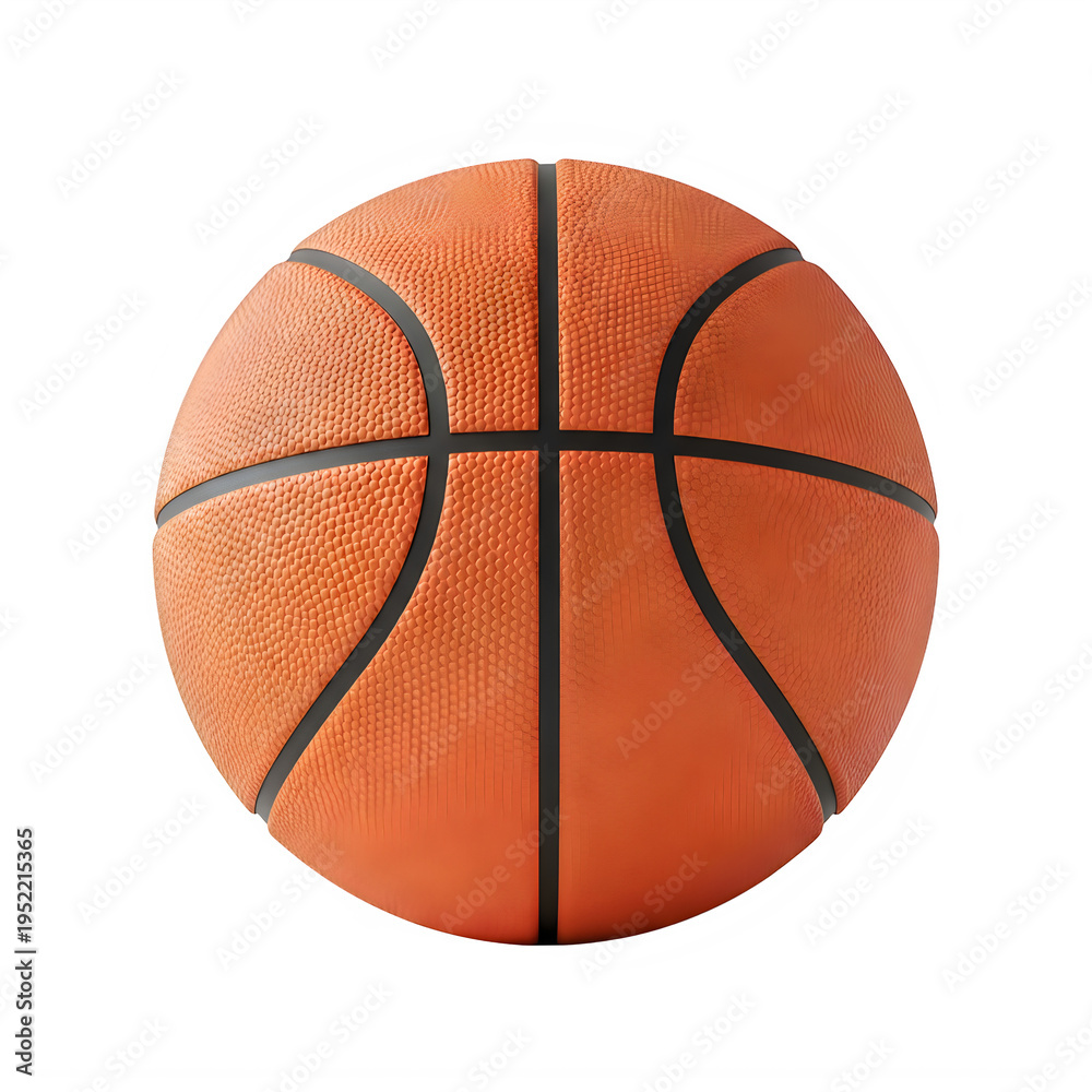 Fototapeta premium Basketball with black lines on orange textured surface sports equipment transparent background