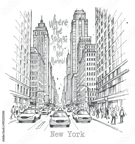 A sketch that captures the pulse of New York. The contrast between the imposing buildings and the constant flow of people in quick, authentic strokes. The soul of the city on paper.