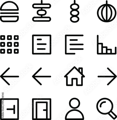 Black of various and symbols hamburger burger