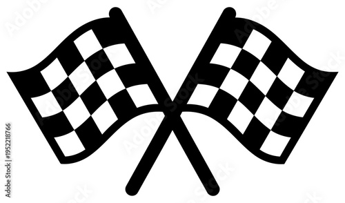 Checkered Flag Icon Crossed Racing Flags Symbol for Motorsport Victory