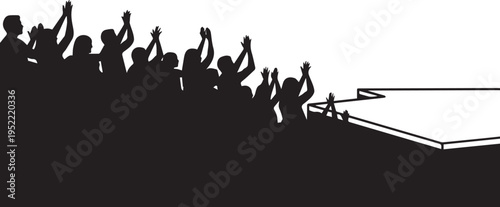 Audience cheering silhouette vector illustration for concert or event