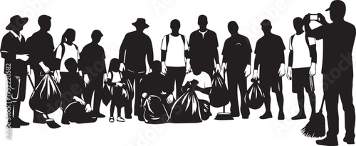 Community Cleanup Group Silhouette Illustration Vector Set