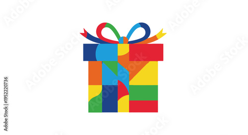Colorful Geometric Gift Box with Ribbon