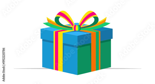 Colorful Gift Box with Ribbon and Bow - Celebration Surprise