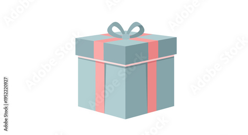 Elegant Gift Box with Ribbon and Bow, Pastel Blue and Pink, Isolated