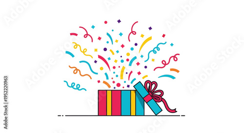 Exploding Gift Box with Confetti and Streamers - Celebration Surprise