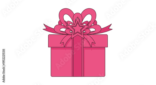 Pink Gift Box with Ribbon Bow - Celebration Surprise Present