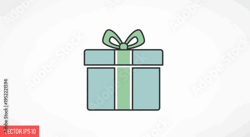 Simple Gift Box Icon with Ribbon and Bow, Minimalist Design, Vector Illustration