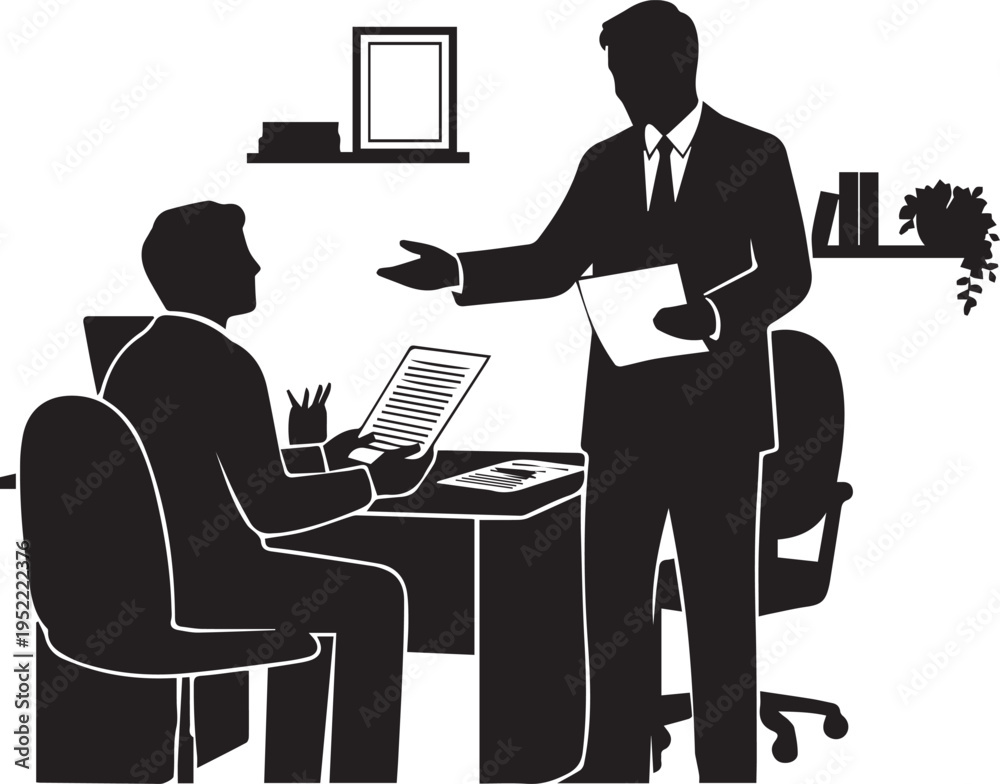 Fototapeta premium Business communication silhouette vector illustration for office work