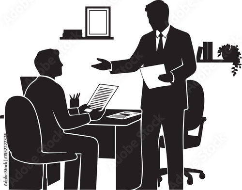 Business communication silhouette vector illustration for office work