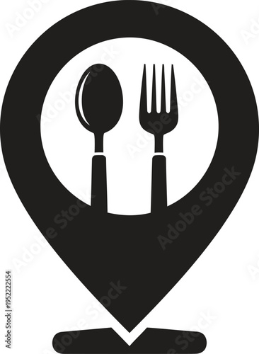 Restaurant location icon with fork and spoon