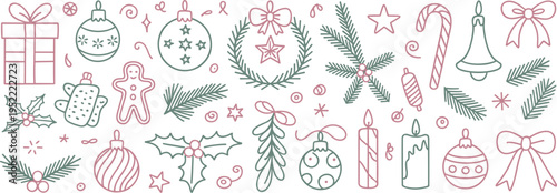 Christmas Holiday Doodle Elements Festive Decorations and Symbols Keywords: christmas, holiday, festive, decoration, christmas