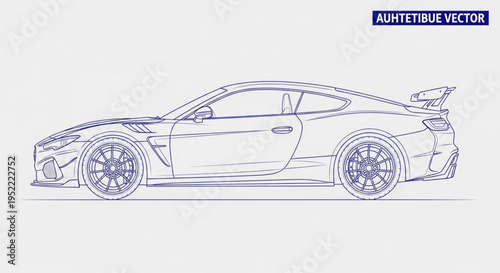 Modern Sports Car Outline Vector Illustration.