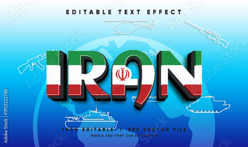 iran vector text effect with modern style