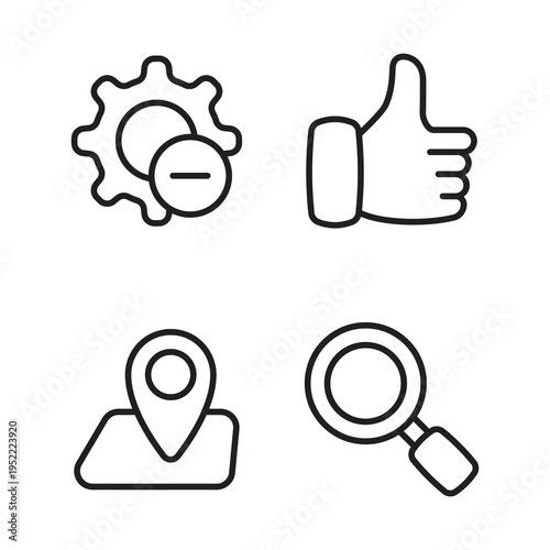 SEO optimization and location map pin icon set